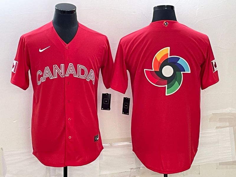 Men 2023 World Cub Canada Blank Red Nike MLB Jersey4